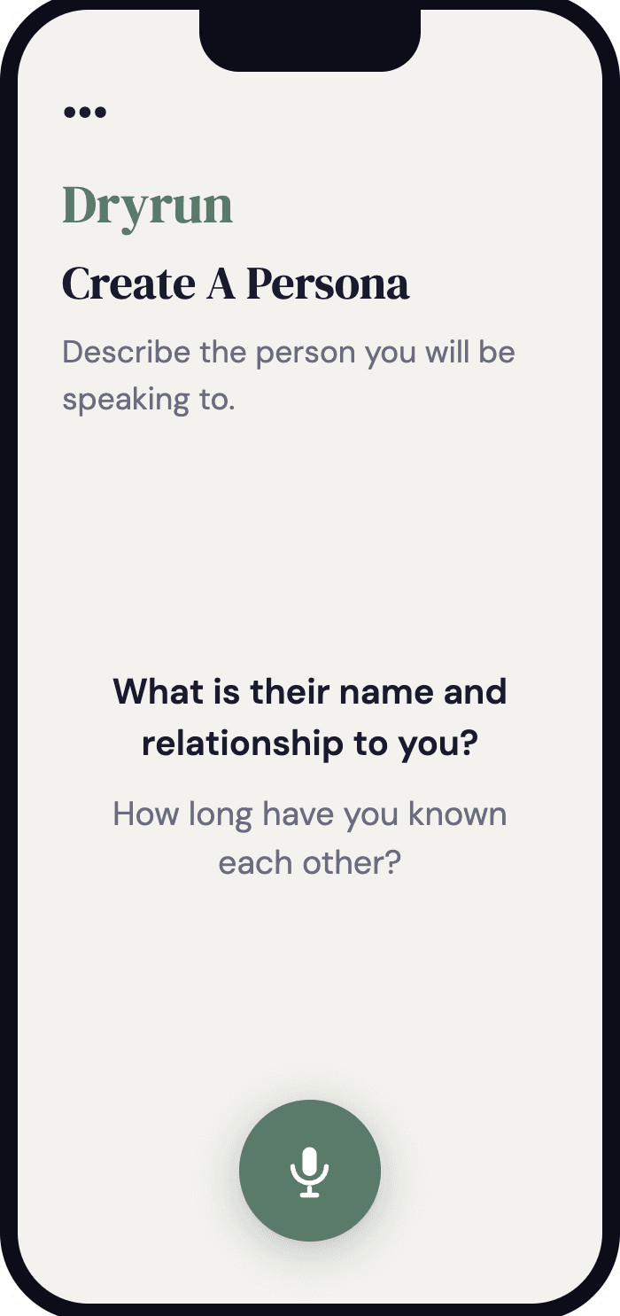 DryRun: Create a persona screen